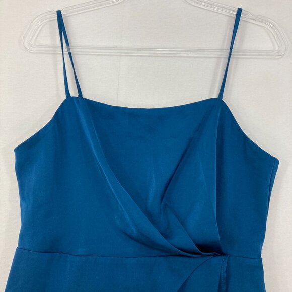 New Lulus Large Destiny Awaits Navy Blue Satin Faux-Wrap Maxi Dress Bridemaid - Picture 13 of 13